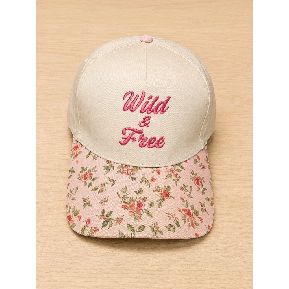 Zenana Wild & Free Floral Baseball Cap Women's Adjustable Pink Cream